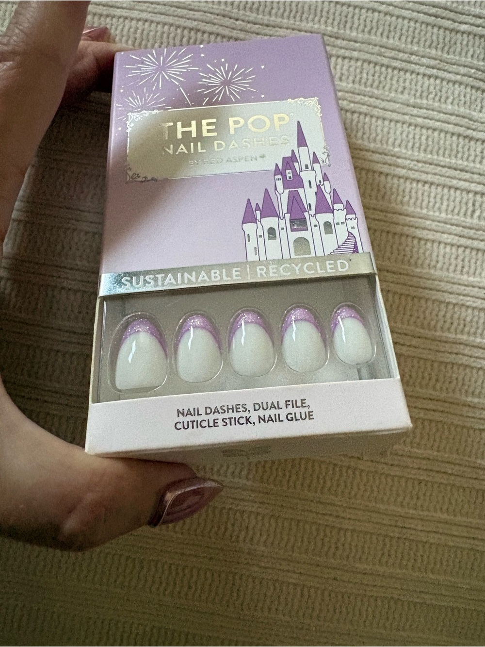 Nail Dashes Red Aspen Purple Glitter Tip Press On Nails Once Upon A Time Ofelia - Picture 7 of 9